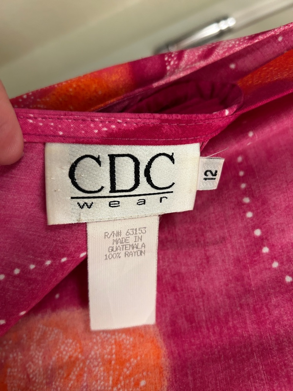 Vintage/Retro CDC Pink and Orange Printed Rayon Dress - Picture 5 of 5